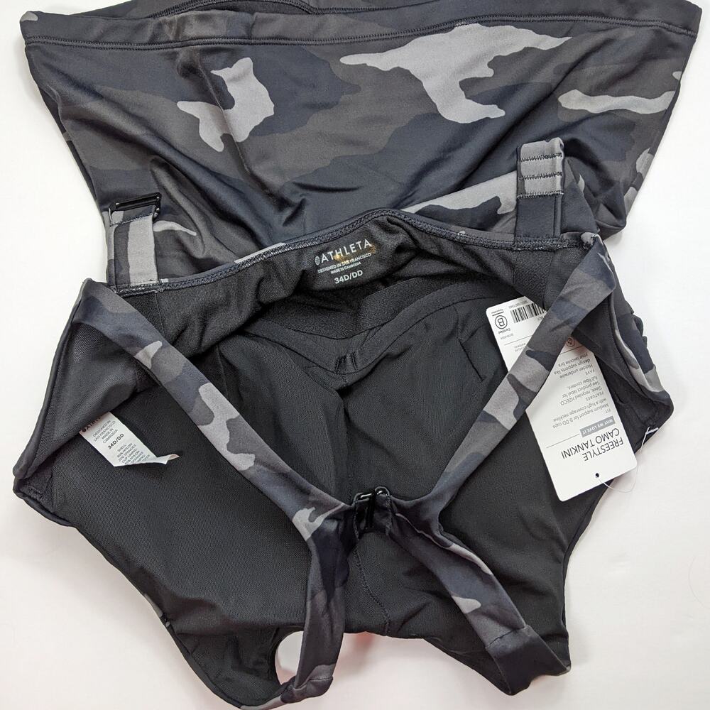 Athleta 34 D DD black camo Freestyle Tankini top Maldives underwire swim bathing - Picture 4 of 4